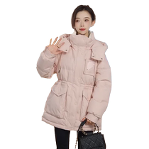 Yalu 2024 new style detachable hooded waist down jacket for women winter fashion thickened warm Korean style jacket trend