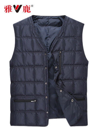 Yalu Middle-Aged and Elderly Men's down Vest Casual Vest Men's Sleeveless Jacket Autumn and Winter Warm Vest for Outer Wear