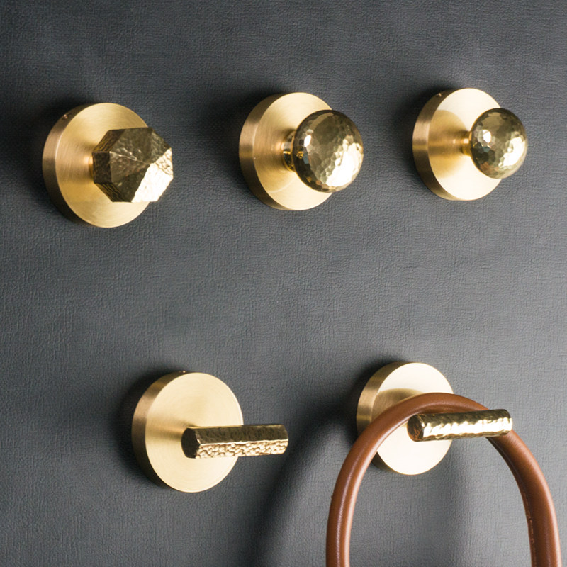 Oais hammer pattern hand-made brass coat hook porch kitchen dressing room free punch decorative sticky hook coat hook