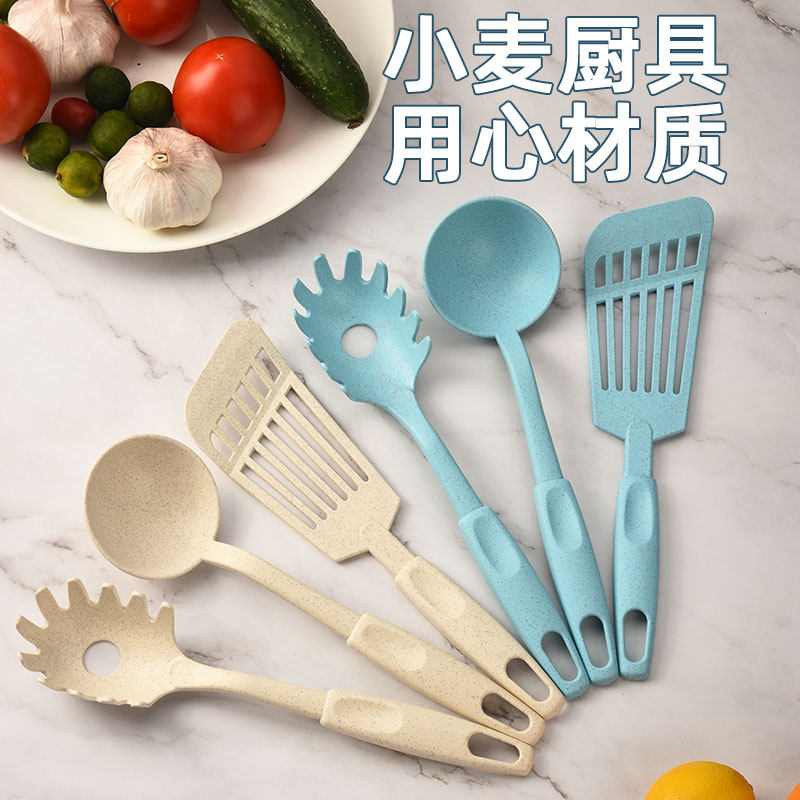 Wheat straw long handle large soup spoon household porridge ramen drinking soup porridge plastic creative kitchen noodle spoon