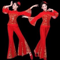 Waist Drum Fans fan dance Rice Dancing in Costume 2018 Suit Adult Woman Middle Aged Square Dance Sprawter Song New