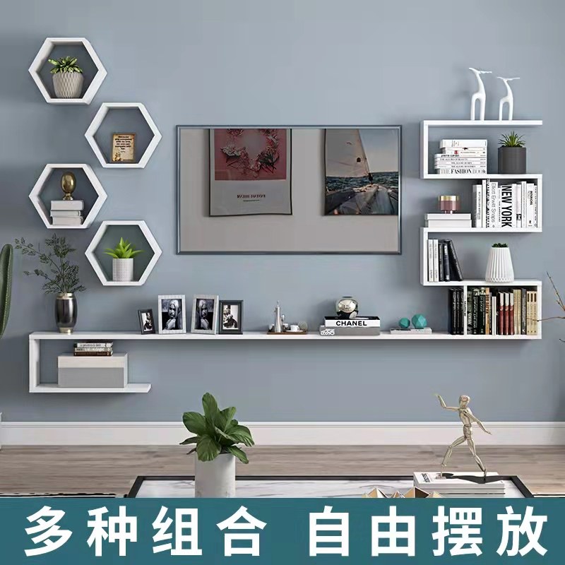 Solid wood wall-mounted hanging TV cabinet hanging on the wall hanging living room bedroom small apartment ultra-narrow wall minimalist wall hanging
