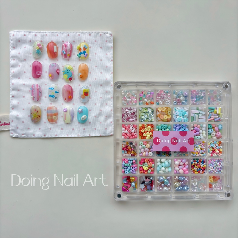 Doing Nail Art Summer New Product Dopamine Playful Nail Art Cute Beaded Nail Art 36-Compartment Material Tray