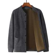 Autumn and winter daddy clothes velvet thickened warm tops middle-aged mens chenille sweaters middle-aged and elderly grandpa cardigans