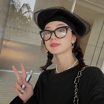 Spring and Autumn beret black mesh beret versatile art student hat pure cotton womens hat Ouyang district painter hat