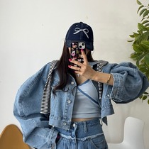 Korean ins new bow element denim duck cap for women sweet and cute spring and summer bright-line baseball cap