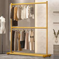 Double-layer coat rack floor-standing bedroom clothes rack household clothes rack balcony single-pole clothes drying rack simple rack