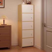 Household storage cabinet locker dust-proof bookcase with door bookshelf storage rack floor-standing narrow gap living room display cabinet