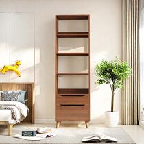 Solid wood bookshelf floor-standing storage rack home bookcase storage cabinet integrated storage cabinet small cabinet next to the TV