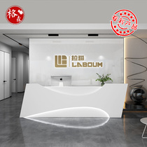Front Desk Reception Desk White Minimalist Modern Training Company Arc Bar Table Beauty Salon Hotel Cashier Booking System