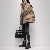 SPYB loose fashionable short stand-collar down jacket for women winter 2023 new Korean version high-end thickened white duck down jacket