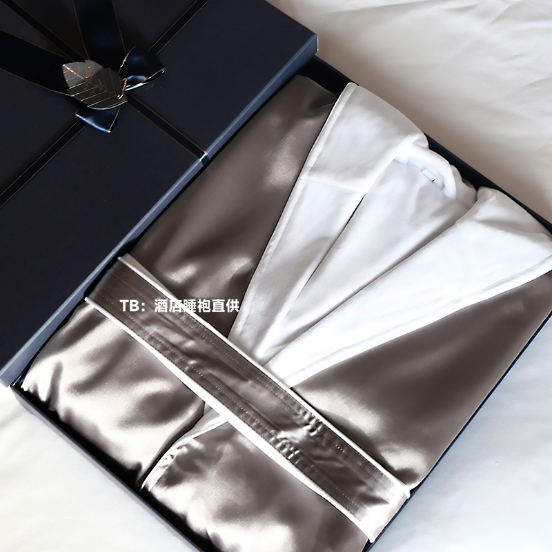 Five-Star Hotel Style Pajamas, High-End Bathrobe, Satin, Autumn and Winter Adult Men's Pajamas, Long Bathrobe Five-Star Hotel Style Pajamas, High-End Bathrobe, Satin, Autumn and Winter Adult Men's Pajamas, Long Bathrobe