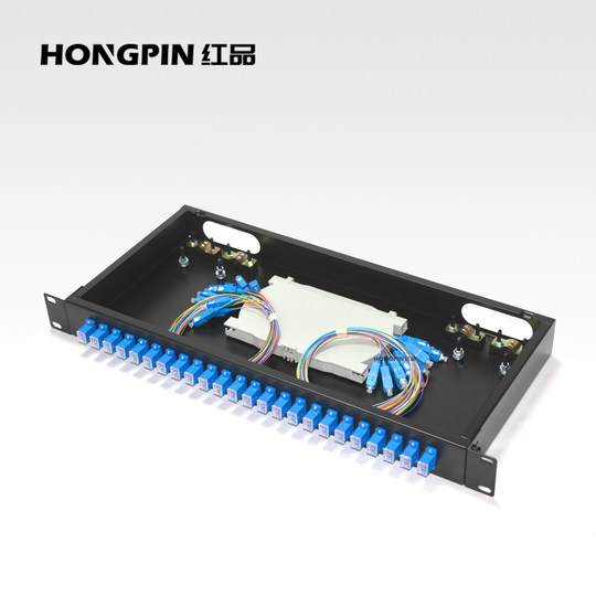 Red Product Premium Model Thickened Single-Mode 12-Port Sc24 Core Square Port Fiber Optic Terminal Box Rack-Type Distribution Box Odf Fiber Optic Box Complete with Pigtail Coupler