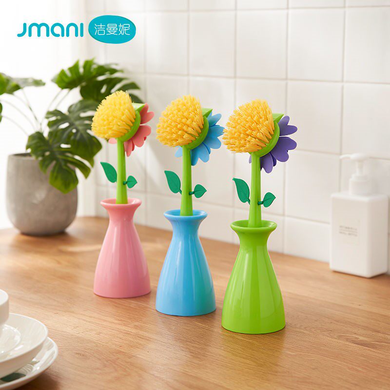 2 Fit brush pot Divine Instrumental Wash Pan Brush brush pan Home Kitchen Groove Cleaning brush Long handle Sword dishwashing brush
