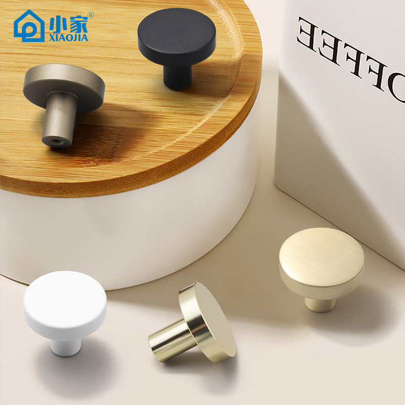 Small Drawer Handle, Light Luxury Wardrobe Door Single-Hole Handle, Gold Round Zinc Alloy Tatami Shoe Cabinet Handle