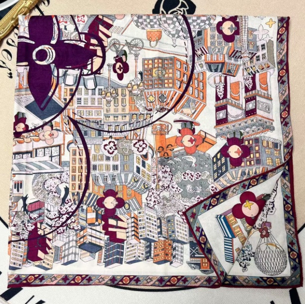 Miridona-105*105 Large Square Scarf, High-Quality Mulberry Silk, Comfortable and Versatile Ty