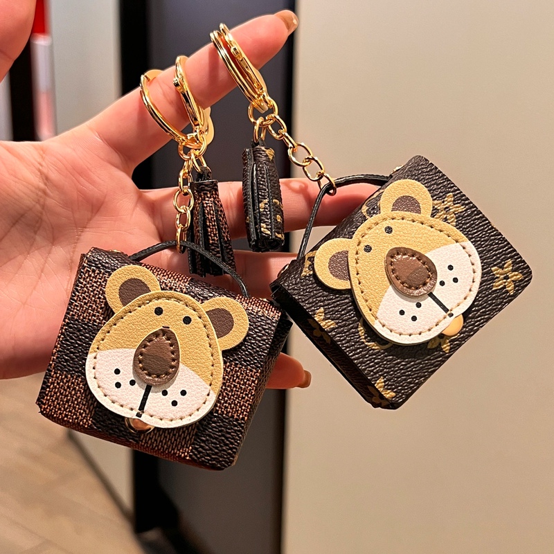 Suitable for Lv Bags, Trendy Brand Monogram Lion Bluetooth Earphone Storage Bag, Creative Coin Purse, Car Key Holder Gift