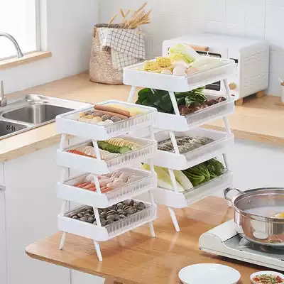 With plate rack hot pot household kitchen multifunctional storage layer rack multi-layer food preparation plate drain plate desktop