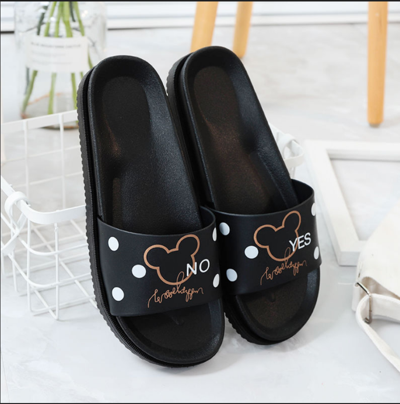 Black Mickeynew pattern comfortable fashion slipper summer sandals  female Can be worn out At home Shower Room non-slip