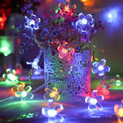 Lantern string LED cherry blossom small colored lights flashing lights festival wedding room storefront outdoor decorative lights ins Net red light