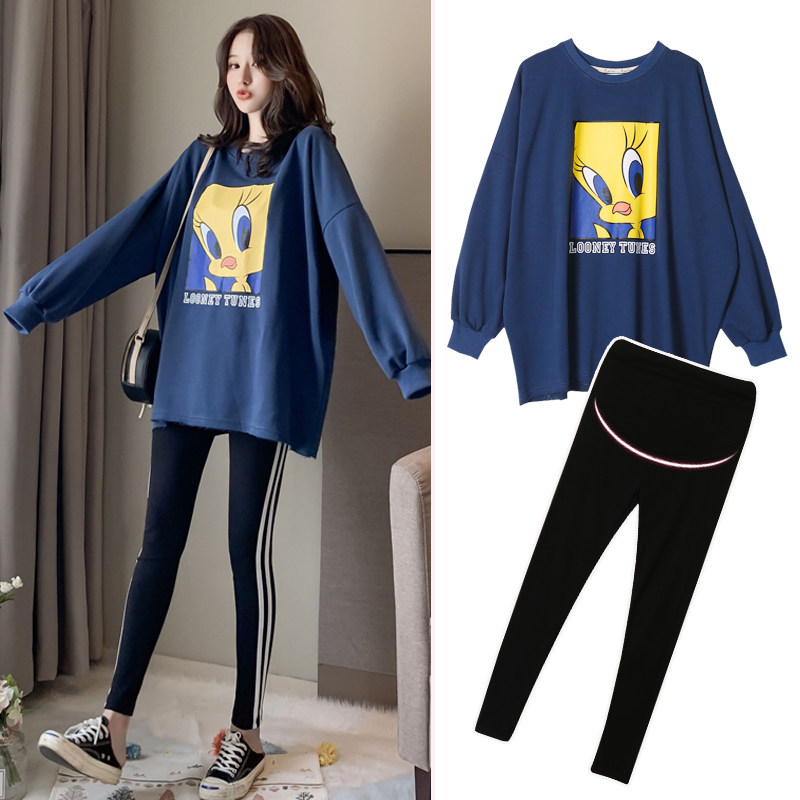 Maternity wear autumn suit fashion models 2021 new net red mid-pregnancy spring and autumn sweater tops women's autumn