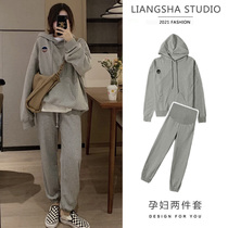 Pregnant Woman Autumn Clothing Suit Fashion style 2021 New Korean version Tennis Red Autumn Fall blouses Spring and autumn in two sets