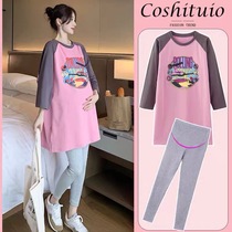 Small Sub Gestational Dress Autumn Clothing Suit 2021 New Fashion style net red blouse with dress T-shirt for spring and autumn