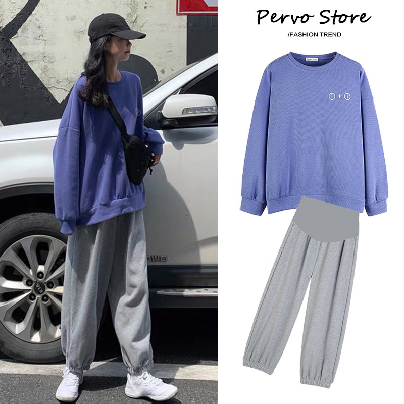 Maternity wear autumn suit fashion models 2021 new early autumn net red autumn top sweater autumn spring and autumn models