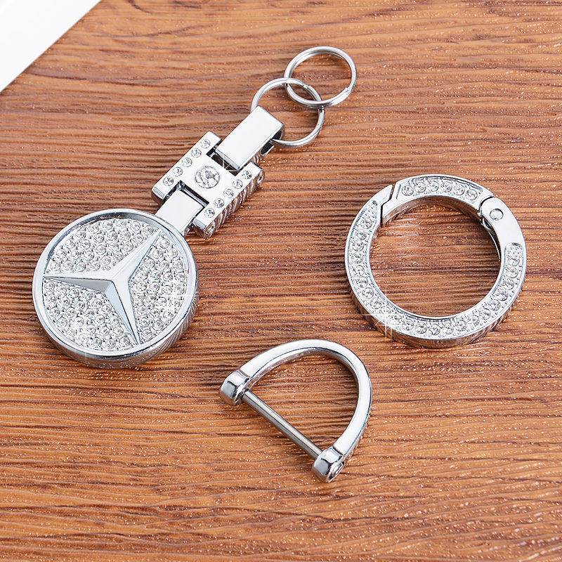 Suitable for Car Keychains Mercedes-Benz Audi Bmw Toyota Honda Buick Volkswagen High-End Women's Diamond Pendant Chain