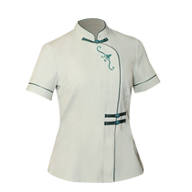 New Chinese style hotel waiter work clothes womens short-sleeved summer high-end hotel restaurant catering tea house welcome clothing