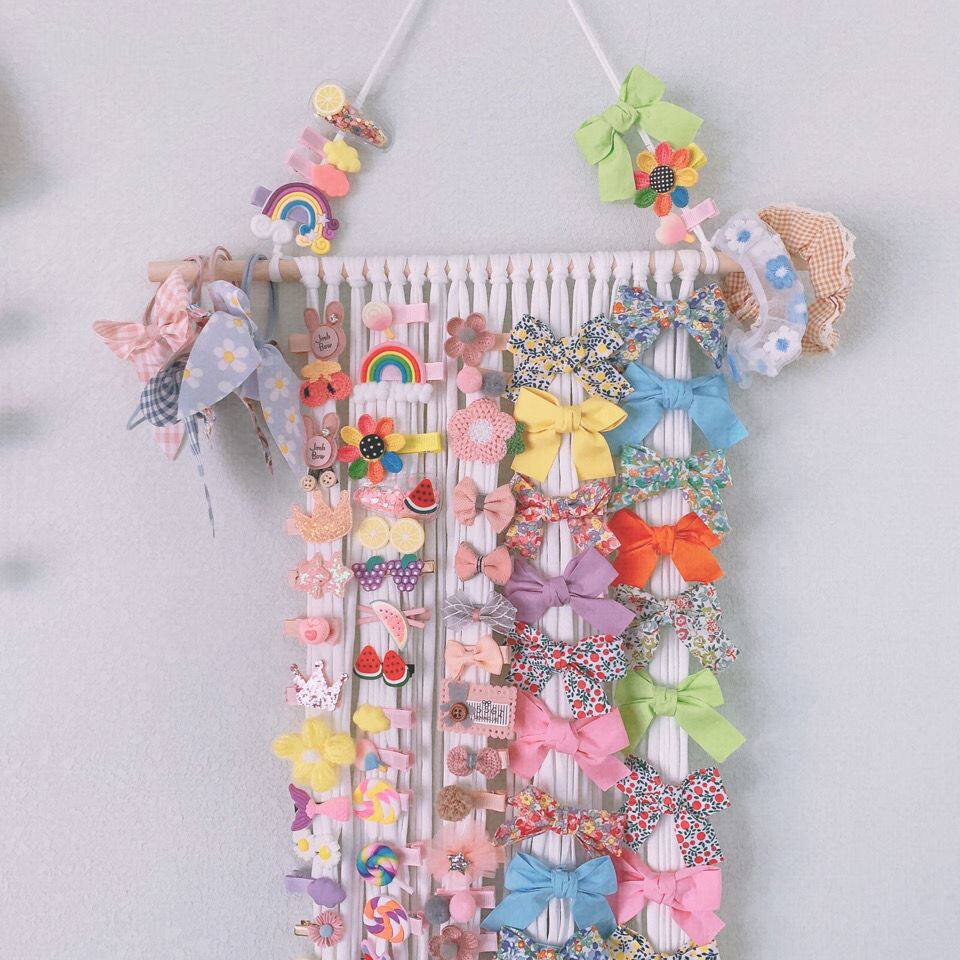Hairpin storage wall hanging ins children's hairpin storage belt hairpin wall storage hand-woven wall hanging decoration storage