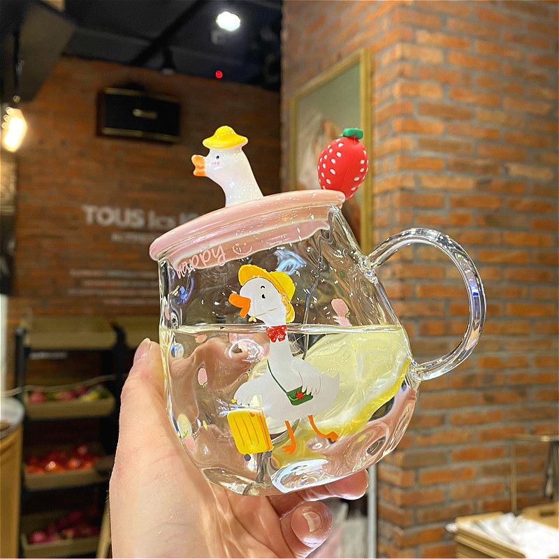 Duck hard duck cup together refueling duck water cup sink hard duck cup couple mug office straw