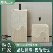 Outdoor courtyard integrated wash basin bed and breakfast vertical wash basin cream style art pedestal basin mop pool set