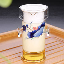 Kangyun Kungfu tea set glass binaural ceramic liner black tea tea infuser glass teapot thickened with tropical filter
