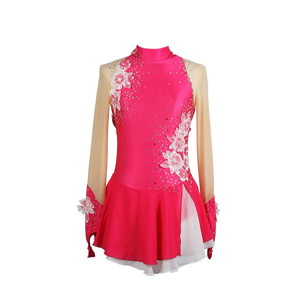 strapless open back dress Girl's Figure Skating Fearless Skirt in Fuchsia