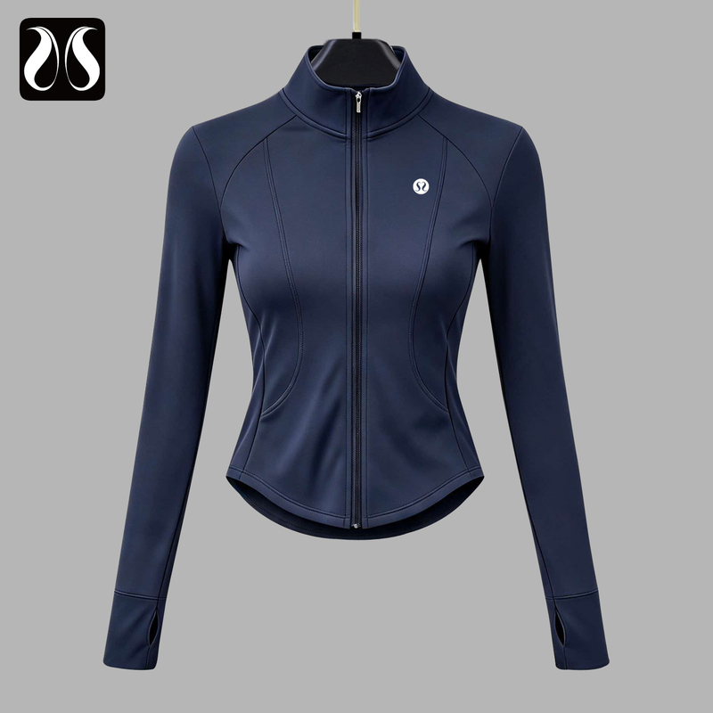 Lulu&Ajmh New Slim-Fit Stand-Up Collar Yoga Wear Women's Zippered Long-Sleeved Sun Protection Top Sports Fitness Jacket Slimming Look Lulu&Ajmh New Slim-Fit Stand-Up Collar Yoga Wear Women's Zippered Long-Sleeved Sun Protection Top Sports Fitness Jacket Slimming Look