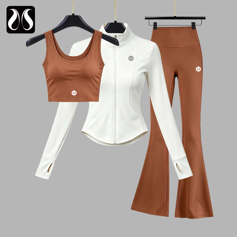 Lulu&Ajmh Autumn Fashion High-End Sports Suit Women's Autumn Yoga Wear Slim-Fit Fitness Wear Complete Set
