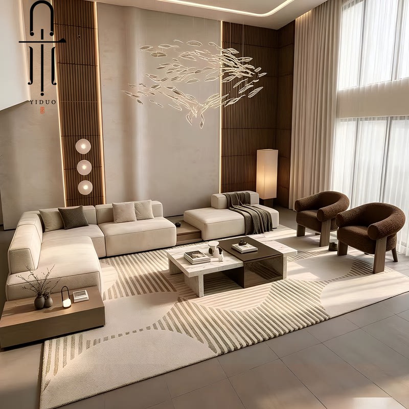 Modern Light Luxury Style Hotel Lobby Reception Area Sofa Model Room L-Shaped Sofa Clubhouse Beauty Salon Sofa Set