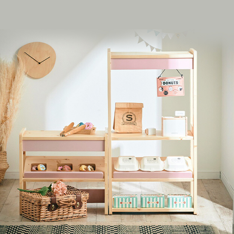Solid wood Toys containing shelves Children's shelves Painted Bookshelves Children's Room Containing Cabinets Baby Racks Adjustable