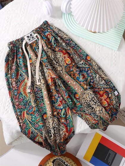 女童儿童防蚊裤薄款冰丝网红女童装时髦哈伦裤女大童灯笼裤休闲裤