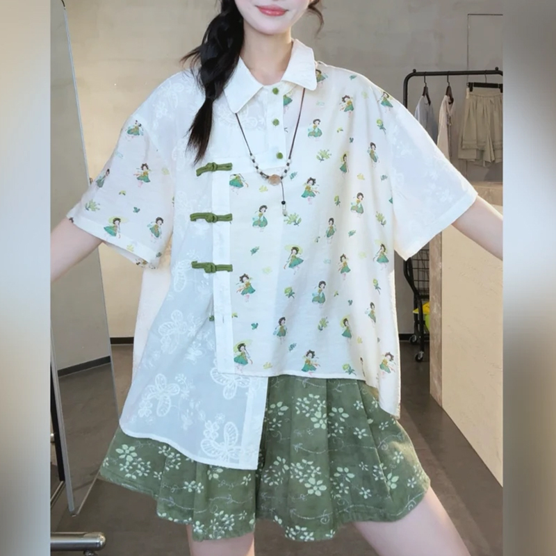 2026 Summer New Fashion Trendy and Unique Embroidered Butterfly New Chinese Style Printed Short-Sleeved Top for Women 2026 Summer New Fashion Trendy and Unique Embroidered Butterfly New Chinese Style Printed Short-Sleeved Top for Women