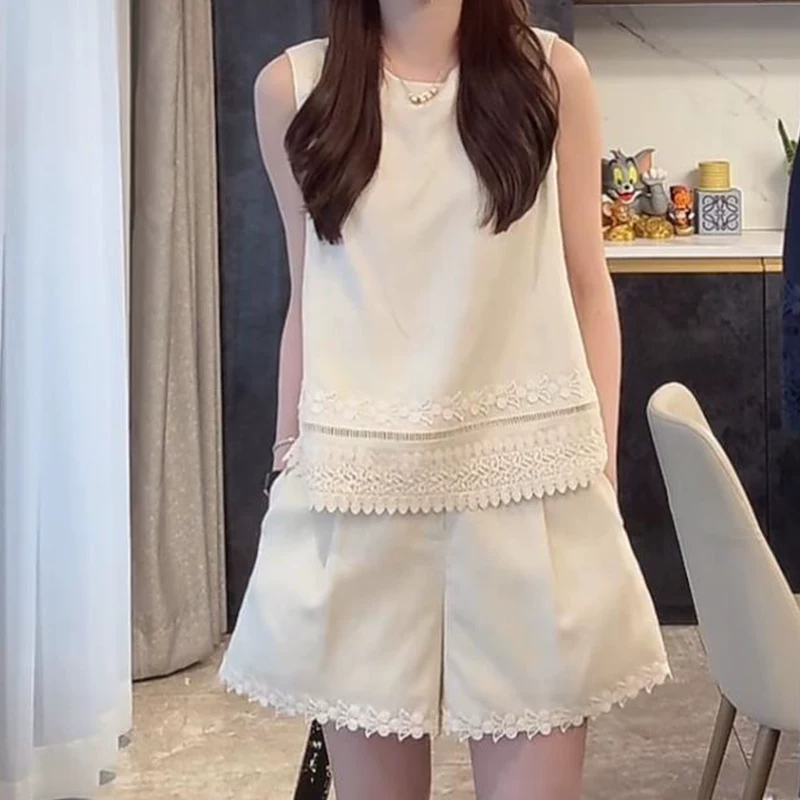 Summer tank top sleevless, shorts, set, high-end