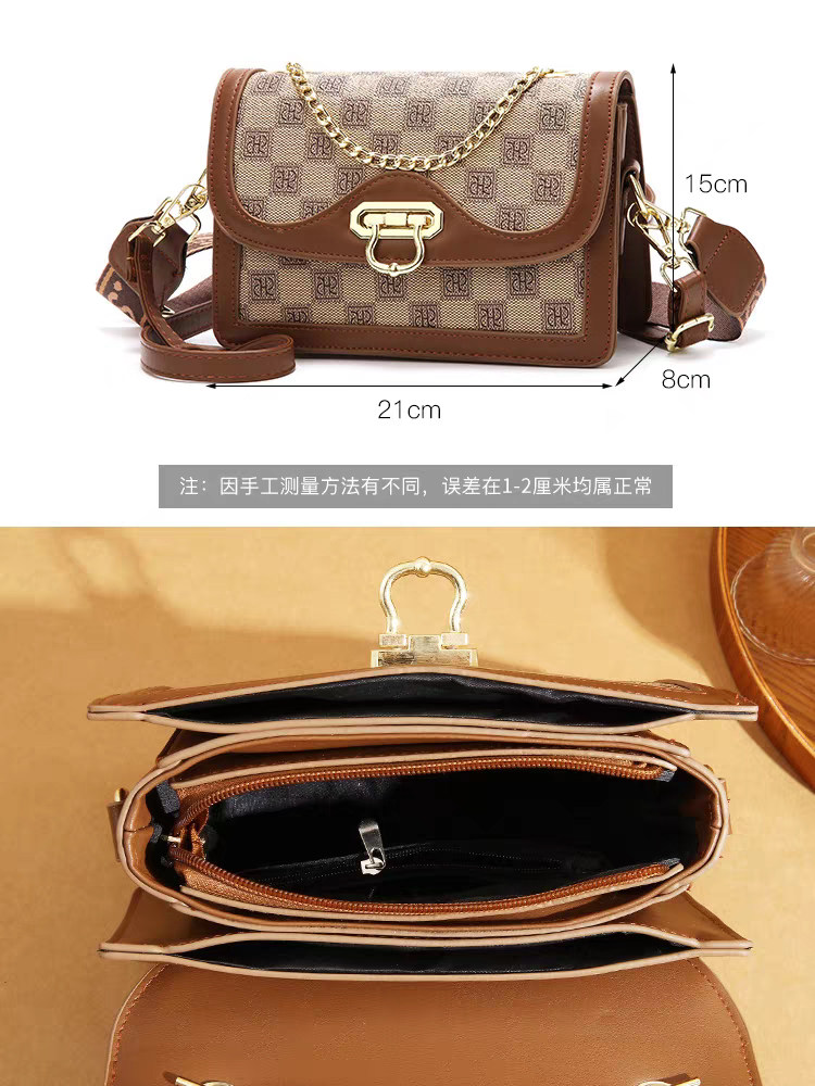 Super Trendy Retro Small Square Crossbody Bag for Women 2025 New Model with Multi-Layer Wide Shoulder Strap, Fashionable and High-End Feel Shoulder Bag