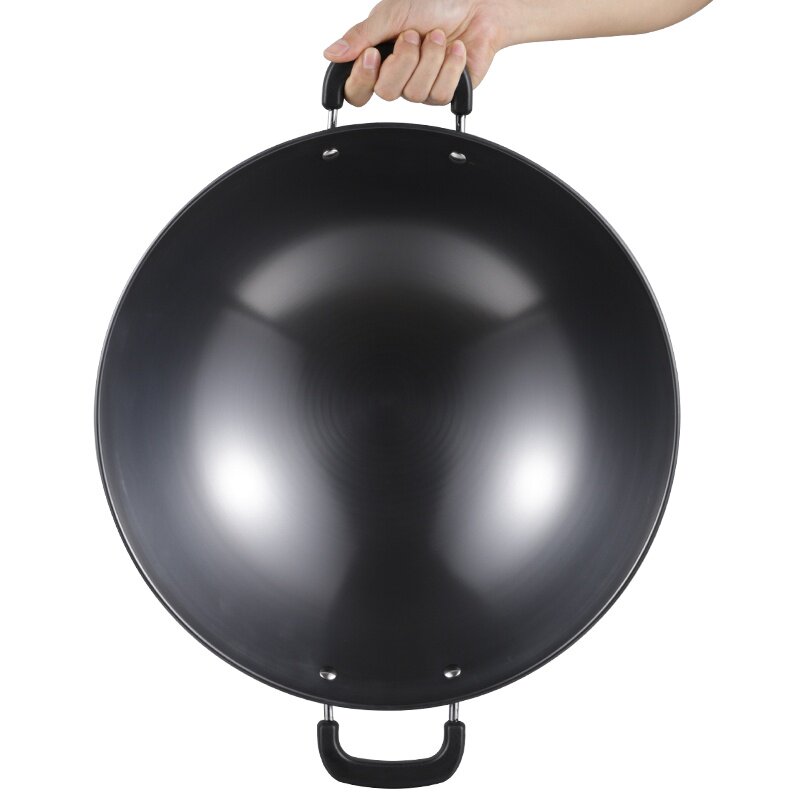 Commercial concave induction cooker round bottom wok binaural uncoated household gas stove for hotel chefs large size