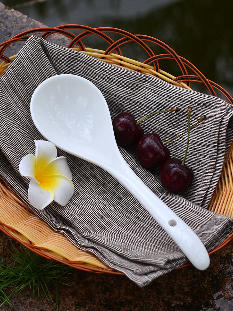 Large soup spoon rice spoon Rice Spoon ceramic Shengzhou spoon small drink soup big number cute creative home long handle tablespoon of rice spoon