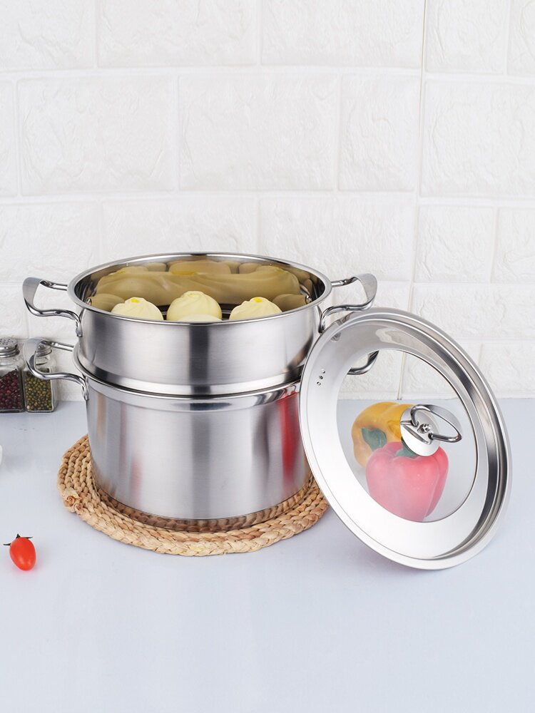 German stainless steel small soup pot household double ear cooking pot gas induction cooker universal pot thickened double bottom hot pot pot