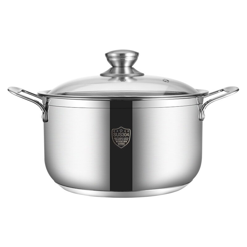304 stainless steel small soup pot double ears thickened household small pot induction cooker special 16 18 20 22 24cm