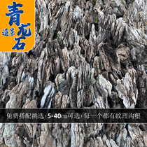 Natural Qinglong stone raw stone water and land tank fish tank landscaping pickled stone rockery attached tree bonsai real stone decoration