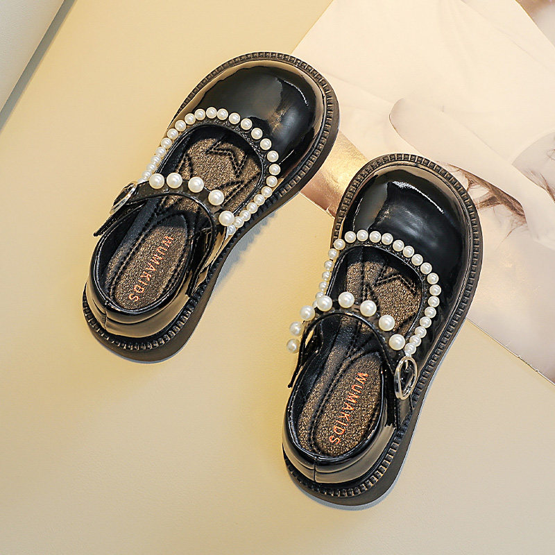 Korean Boy Shoes 2022 Spring Autumn New CUHK Child Light Extravaganza Mary Treasures Lacquered Leather Single Shoes Children Nail Beads Leather Shoes
