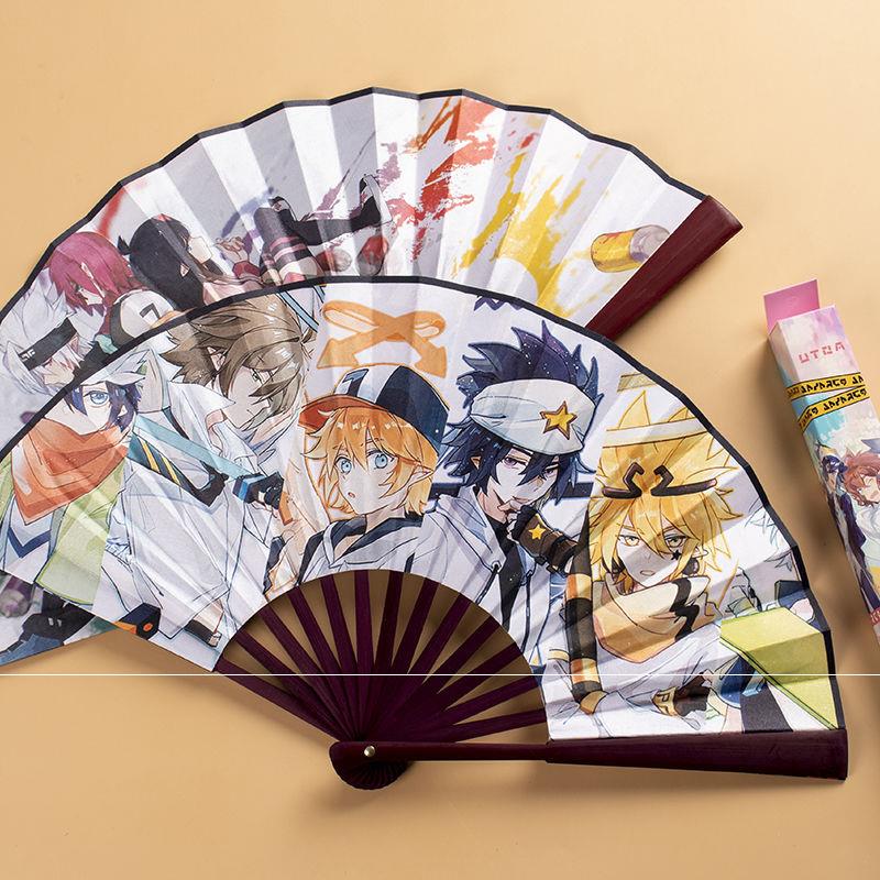 Convey world folding fan student cartoon secondary animation folding fan summer portable bamboo wood serpen cloth